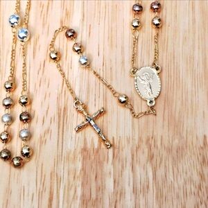 Tri-color Rosary Necklace